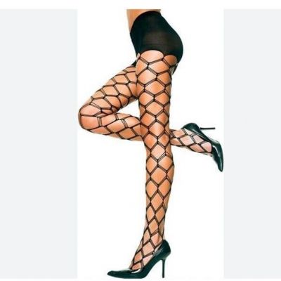 NWT Music Legs Black Fishnet Pantyhose Adult 5842 Lingerie PNXJ42 Hose Stockings